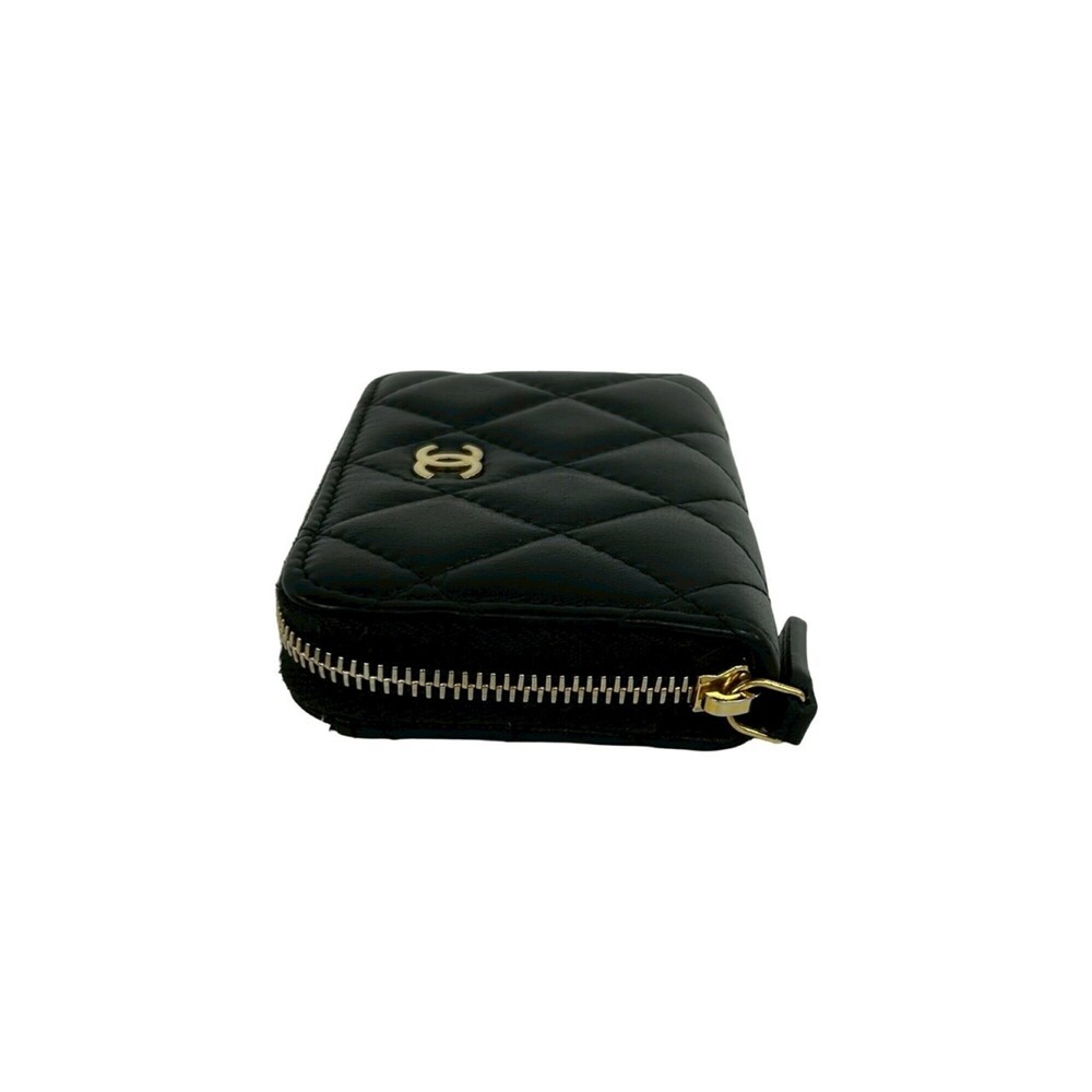 CHANEL Black Lambskin Leather Logo Wallet - Picture 4 of 9